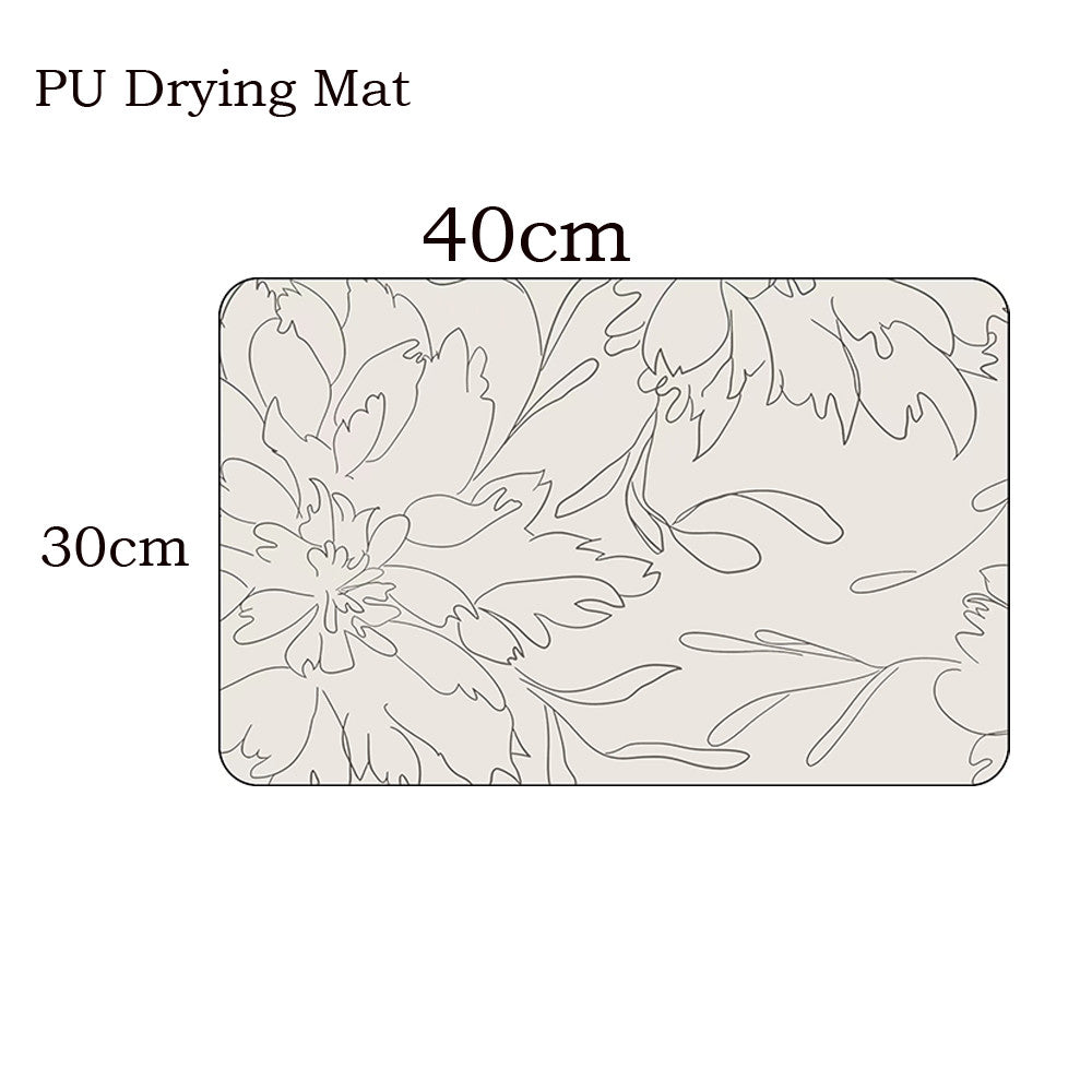 Locaupin PU Leather Dish Drying Mat l Non-Slip l Anti-slip surface l Fast Absorption l Easy to Clean