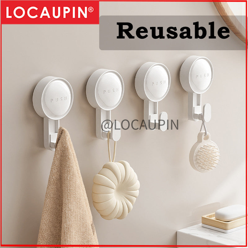 Locaupin Removable Adhesive Hooks,Wall Hooks-Reusable, No-Trace, Tool-Free Installation