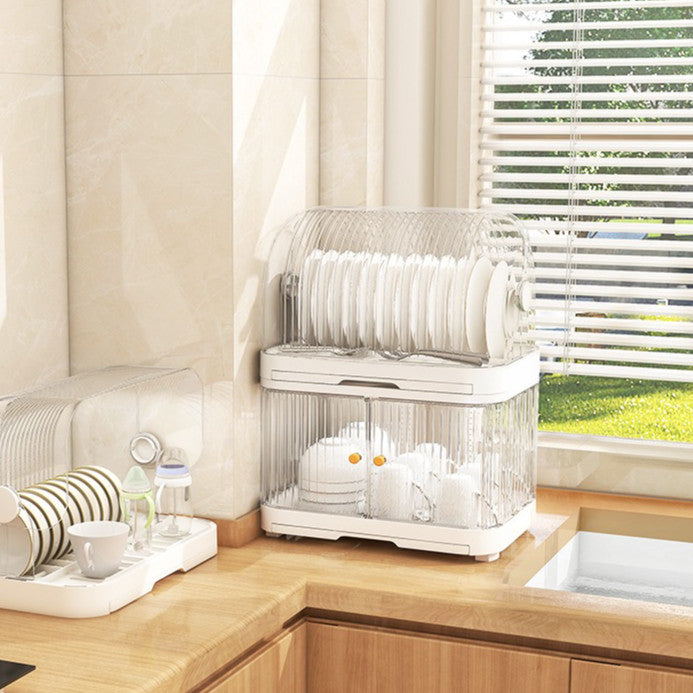 Locaupin Modular Plastic Dish Rack| Storage for Dishes, Cups & Baby Bottles, utensils|With Drain Tray & Rear Ventilation