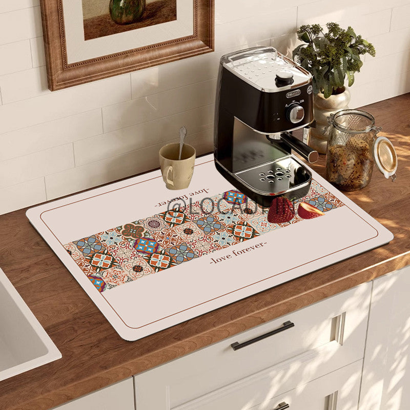 Locaupin PU Leather Dish Drying Mat l Non-Slip l Anti-slip surface l Fast Absorption l Easy to Clean