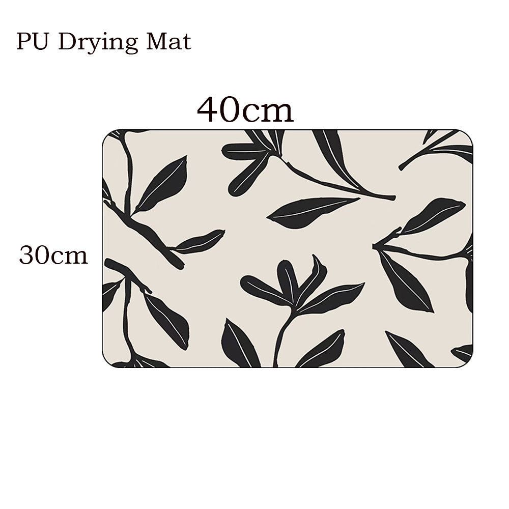 Locaupin PU Leather Dish Drying Mat l Non-Slip l Anti-slip surface l Fast Absorption l Easy to Clean
