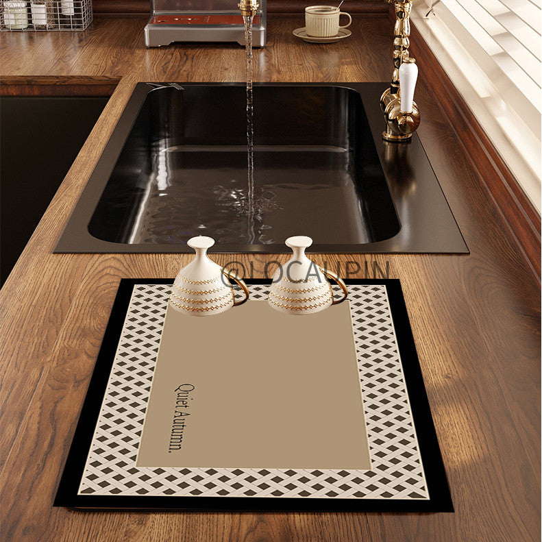Locaupin PU Leather Dish Drying Mat l Non-Slip l Anti-slip surface l Fast Absorption l Easy to Clean