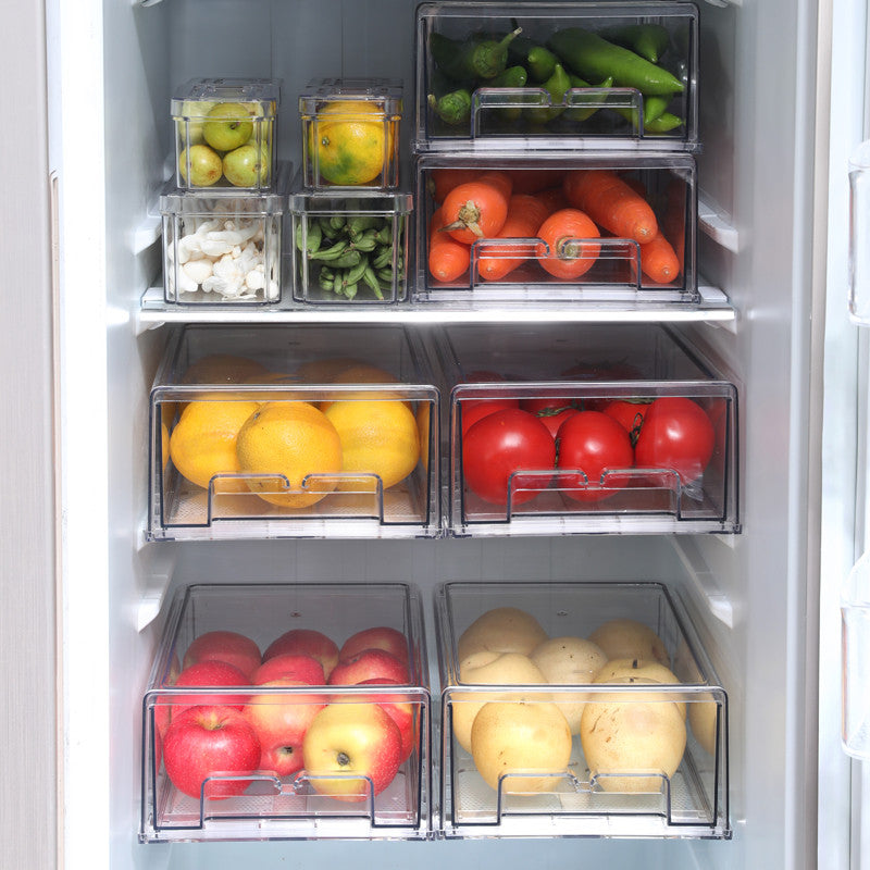 Locaupin Drawer Stackable Pantry Cabinet Refrigerator Freezer Food Container Fruit Container Organizer