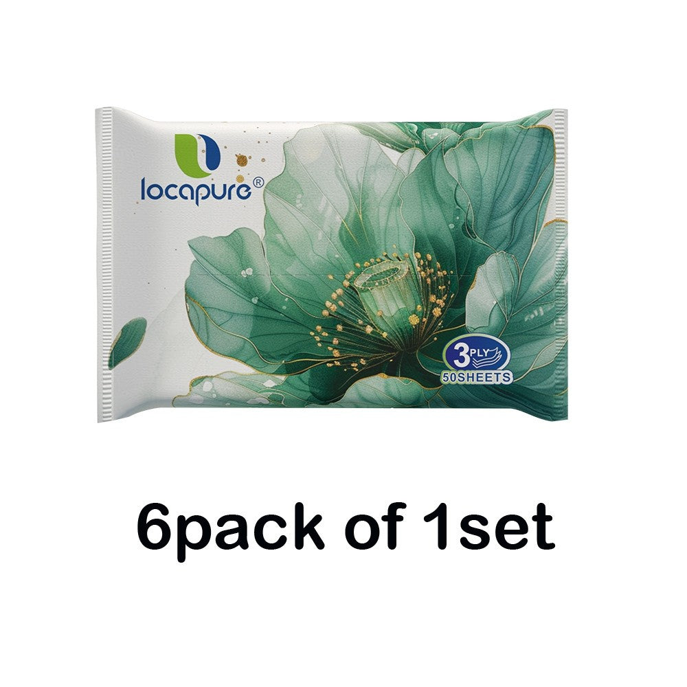 Locaupin 6pack 50SHEETS Pocket Tissues Facial Tissues Travel Tissue Packs