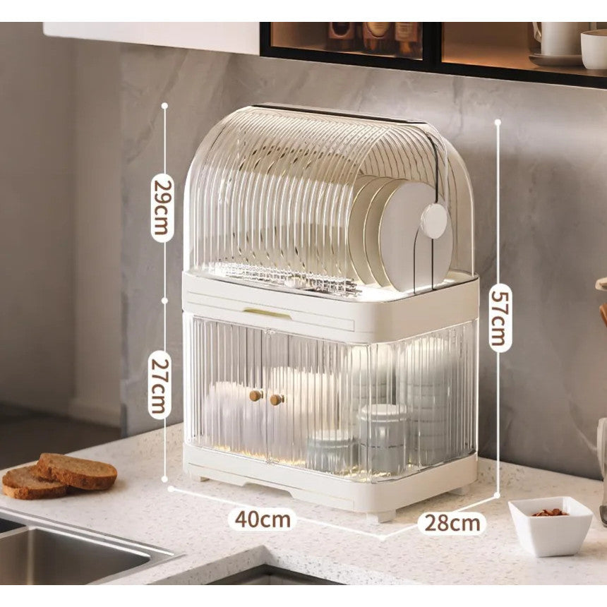 Locaupin Modular Plastic Dish Rack| Storage for Dishes, Cups & Baby Bottles, utensils|With Drain Tray & Rear Ventilation
