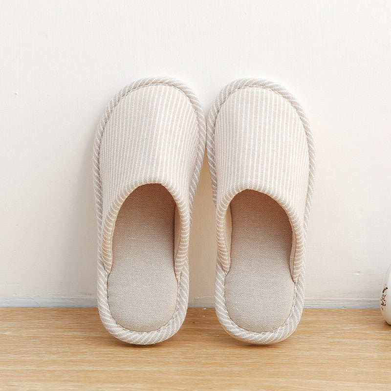 Locaupin Japanese Style Cotton Linen Home Slippers | Breathable | Flexible PVC Sole | Non-Slip | Indoor Use