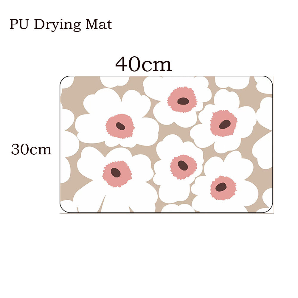 Locaupin PU Leather Dish Drying Mat l Non-Slip l Anti-slip surface l Fast Absorption l Easy to Clean