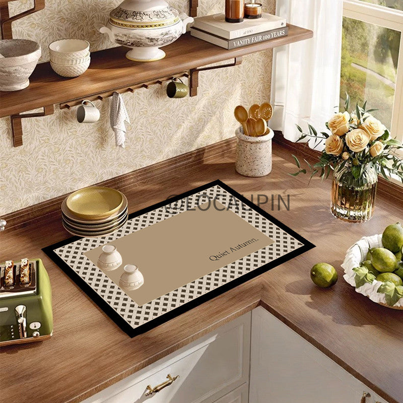 Locaupin PU Leather Dish Drying Mat l Non-Slip l Anti-slip surface l Fast Absorption l Easy to Clean