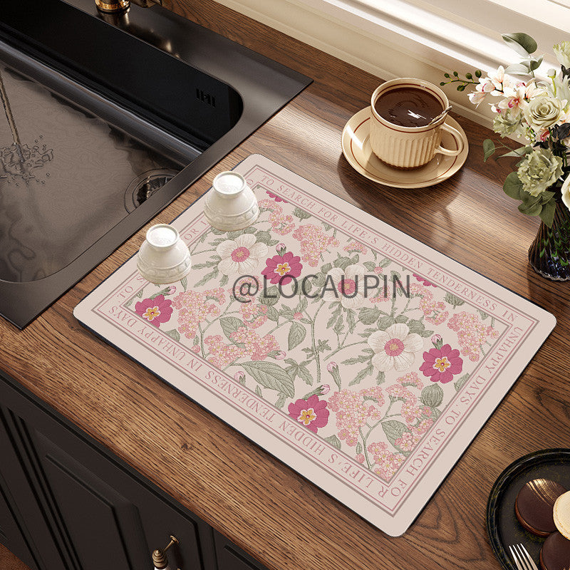 Locaupin PU Leather Dish Drying Mat l Non-Slip l Anti-slip surface l Fast Absorption l Easy to Clean
