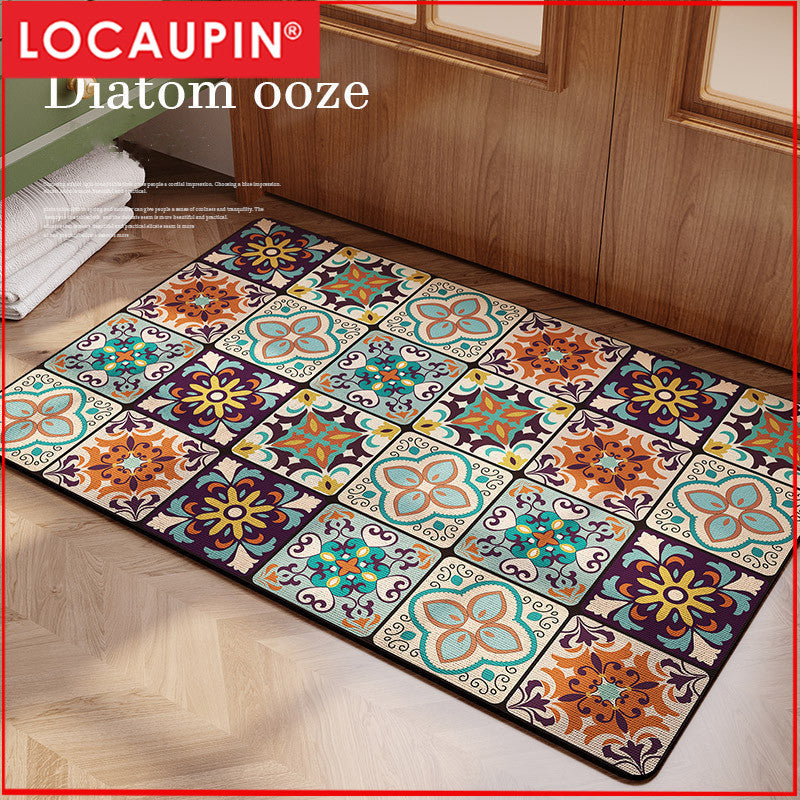 Locaupin Super Absorbent Bath Mat Bathroom Mat Super Absorbent Living Room Floor Mat Rubber Non-Slip Bottom