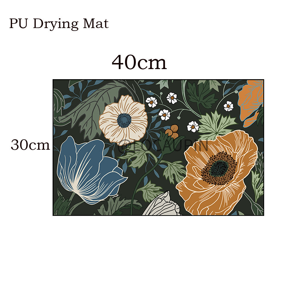 Locaupin PU Leather Dish Drying Mat l Non-Slip l Anti-slip surface l Fast Absorption l Easy to Clean
