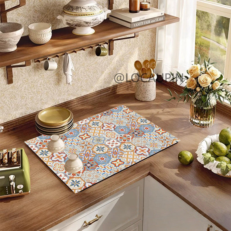 Locaupin PU Leather Dish Drying Mat l Non-Slip l Anti-slip surface l Fast Absorption l Easy to Clean
