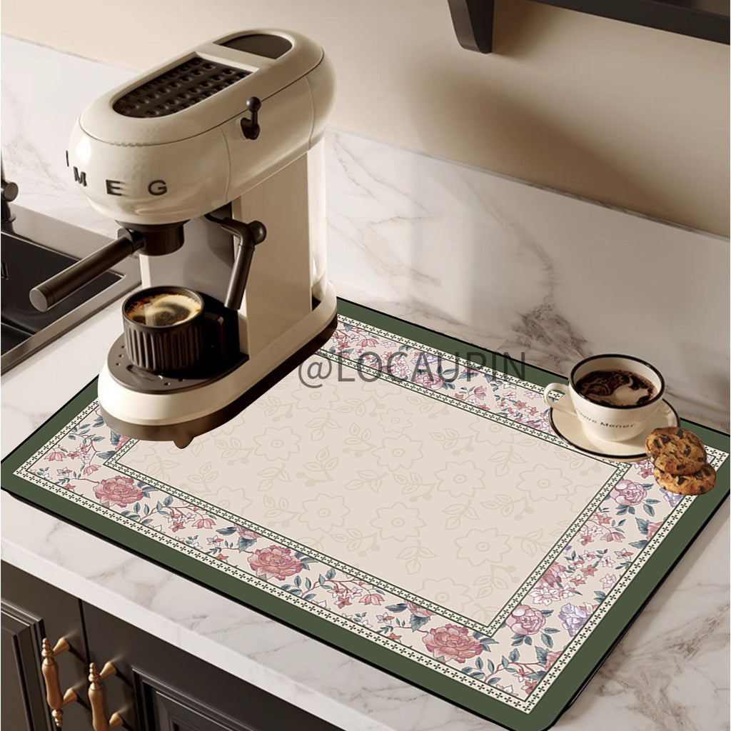 Locaupin PU Leather Dish Drying Mat l Non-Slip l Anti-slip surface l Fast Absorption l Easy to Clean