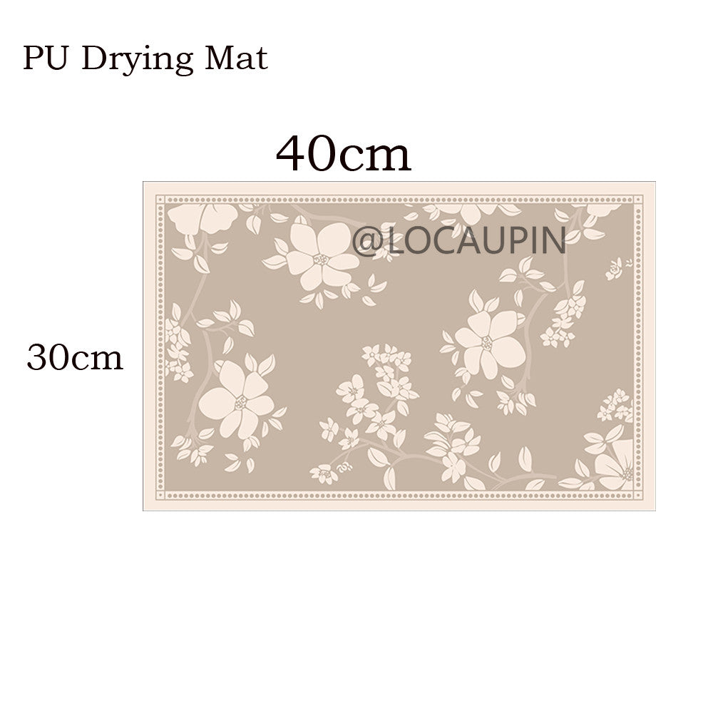 Locaupin PU Leather Dish Drying Mat l Non-Slip l Anti-slip surface l Fast Absorption l Easy to Clean