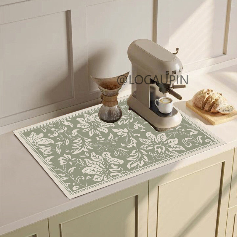 Locaupin PU Leather Dish Drying Mat l Non-Slip l Anti-slip surface l Fast Absorption l Easy to Clean