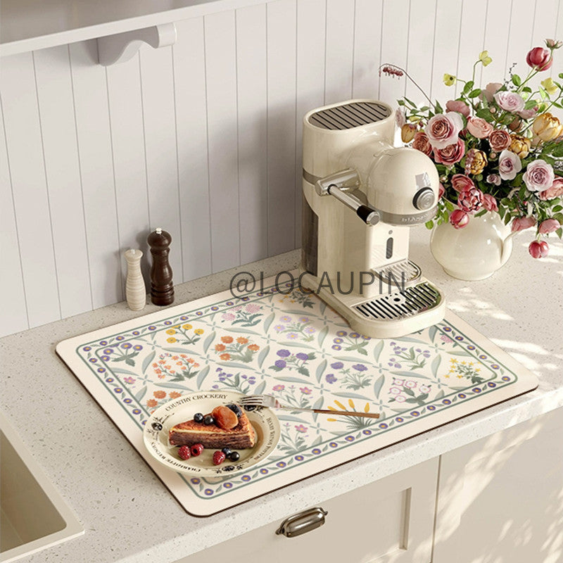 Locaupin PU Leather Dish Drying Mat l Non-Slip l Anti-slip surface l Fast Absorption l Easy to Clean