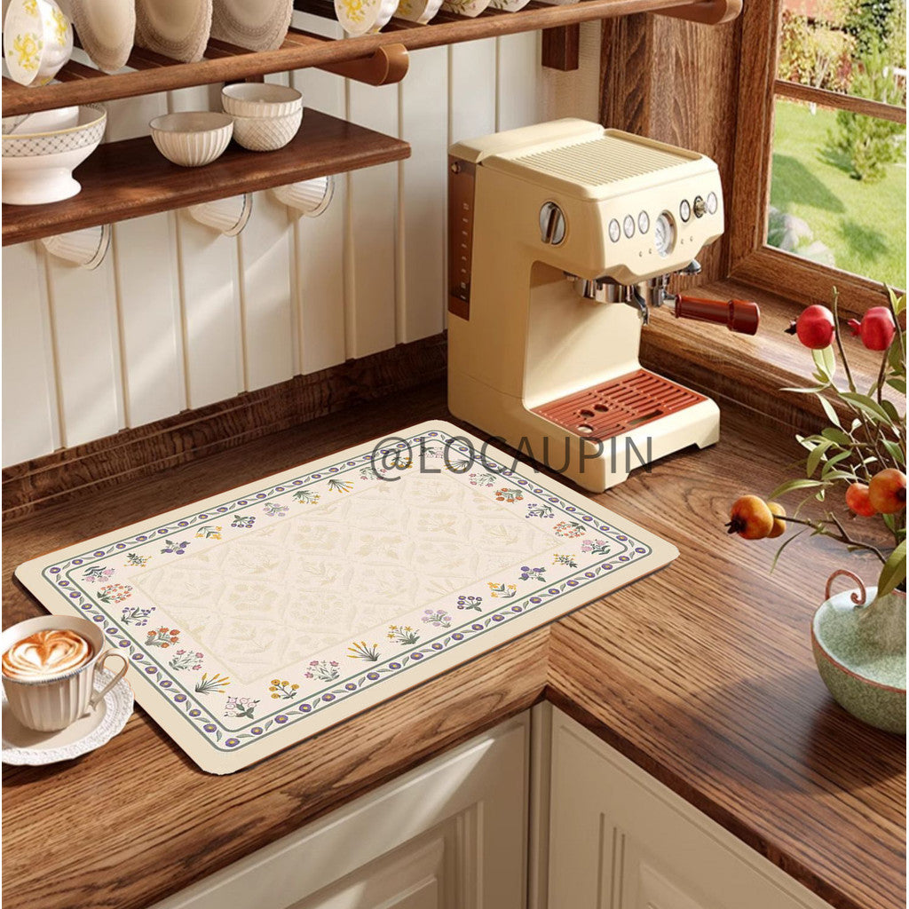 Locaupin PU Leather Dish Drying Mat l Non-Slip l Anti-slip surface l Fast Absorption l Easy to Clean