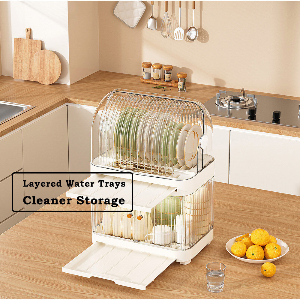 Locaupin Modular Plastic Dish Rack| Storage for Dishes, Cups & Baby Bottles, utensils|With Drain Tray & Rear Ventilation