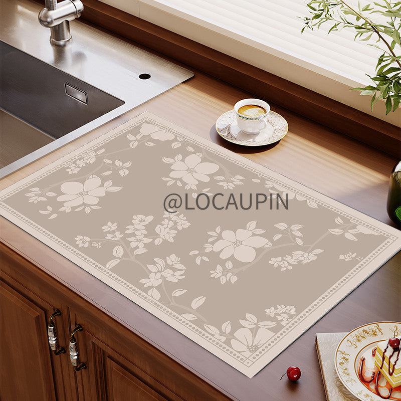 Locaupin PU Leather Dish Drying Mat l Non-Slip l Anti-slip surface l Fast Absorption l Easy to Clean