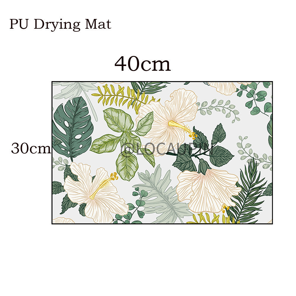 Locaupin PU Leather Dish Drying Mat l Non-Slip l Anti-slip surface l Fast Absorption l Easy to Clean