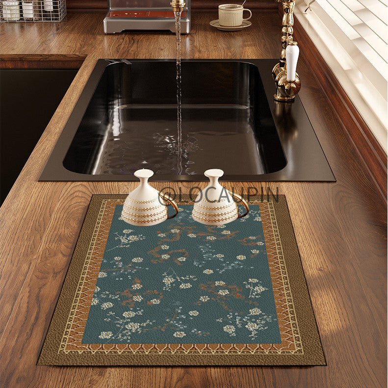 Locaupin PU Leather Dish Drying Mat l Non-Slip l Anti-slip surface l Fast Absorption l Easy to Clean