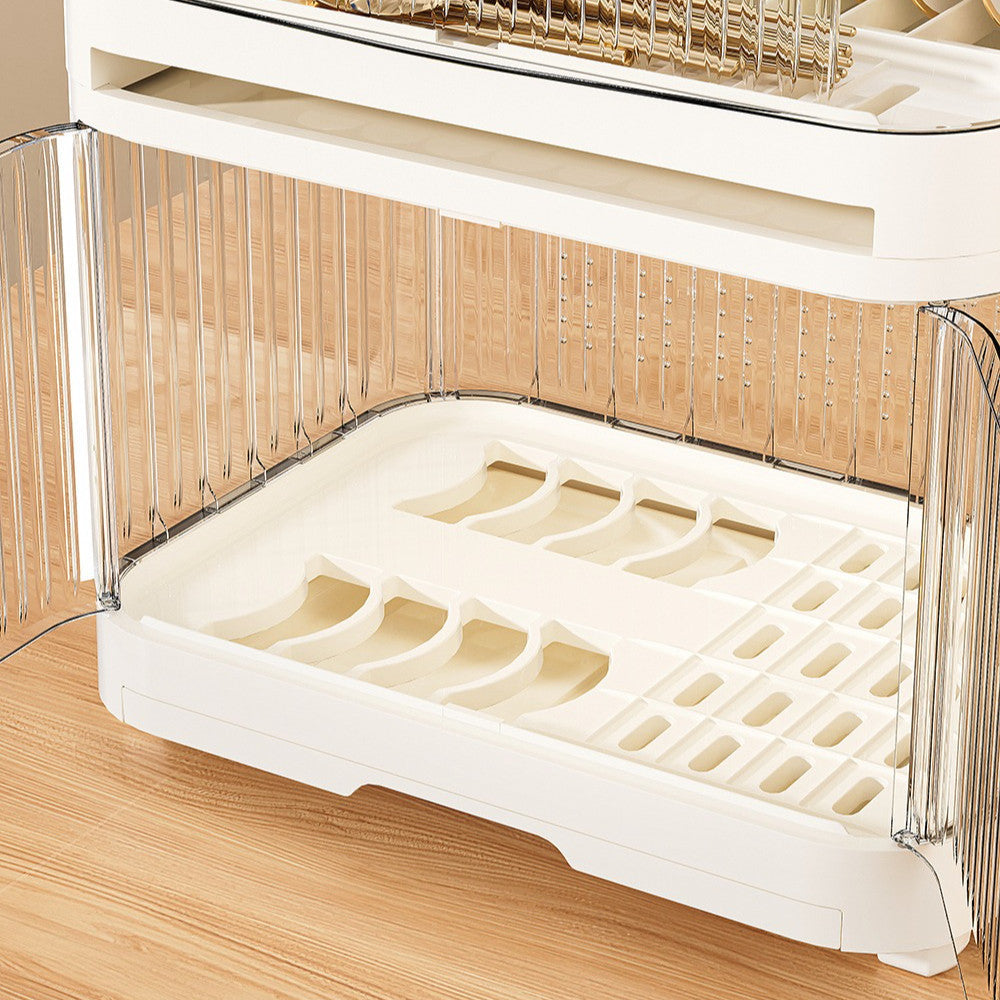 Locaupin Modular Plastic Dish Rack| Storage for Dishes, Cups & Baby Bottles, utensils|With Drain Tray & Rear Ventilation
