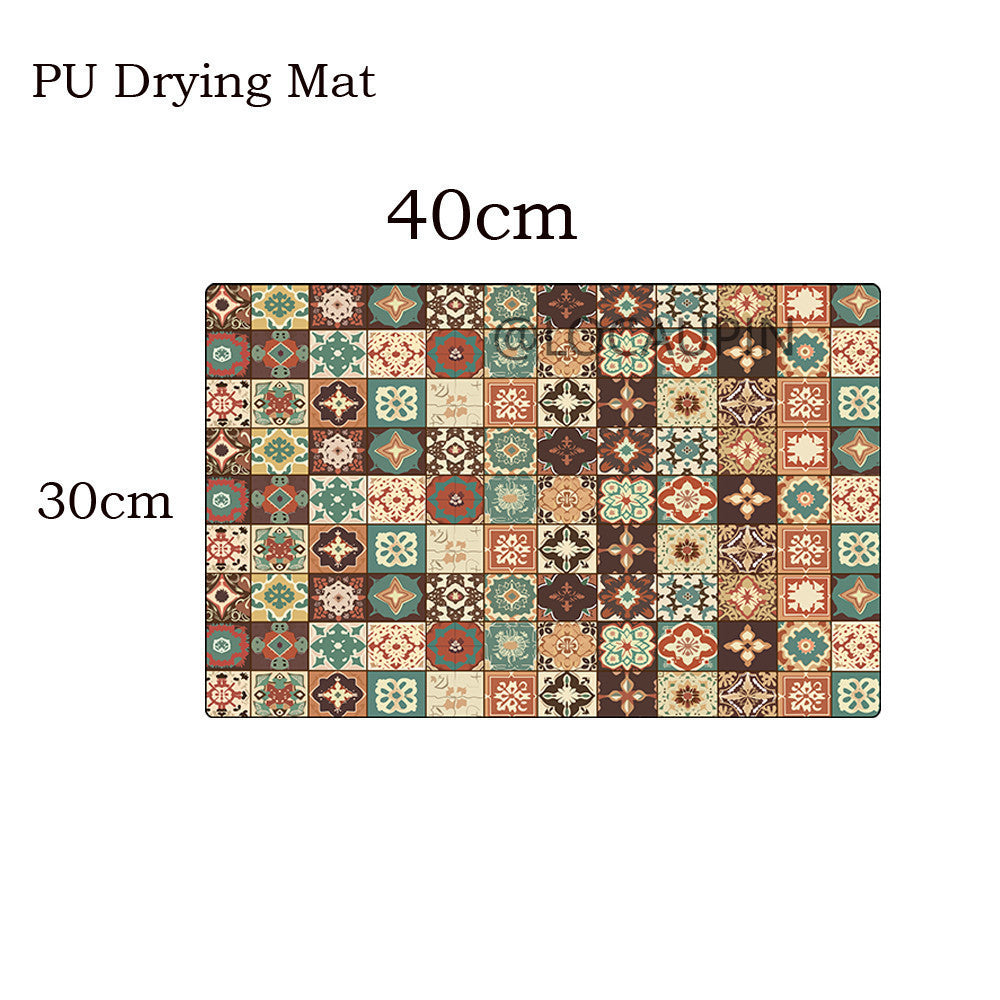 Locaupin PU Leather Dish Drying Mat l Non-Slip l Anti-slip surface l Fast Absorption l Easy to Clean