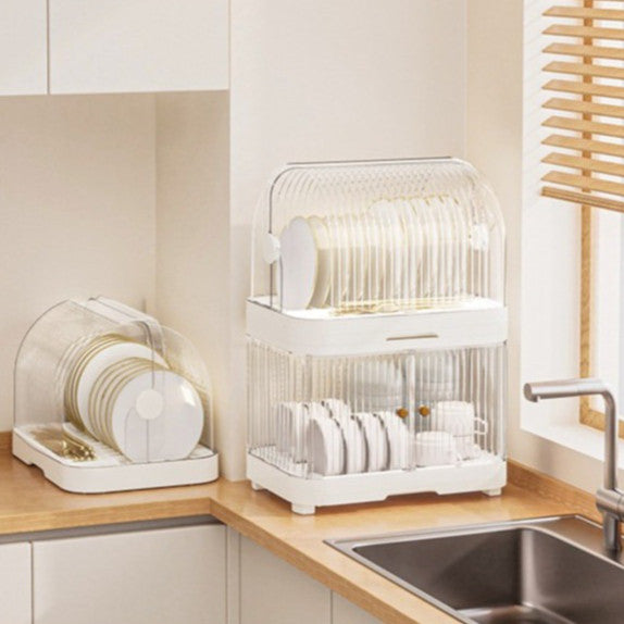 Locaupin Modular Plastic Dish Rack| Storage for Dishes, Cups & Baby Bottles, utensils|With Drain Tray & Rear Ventilation