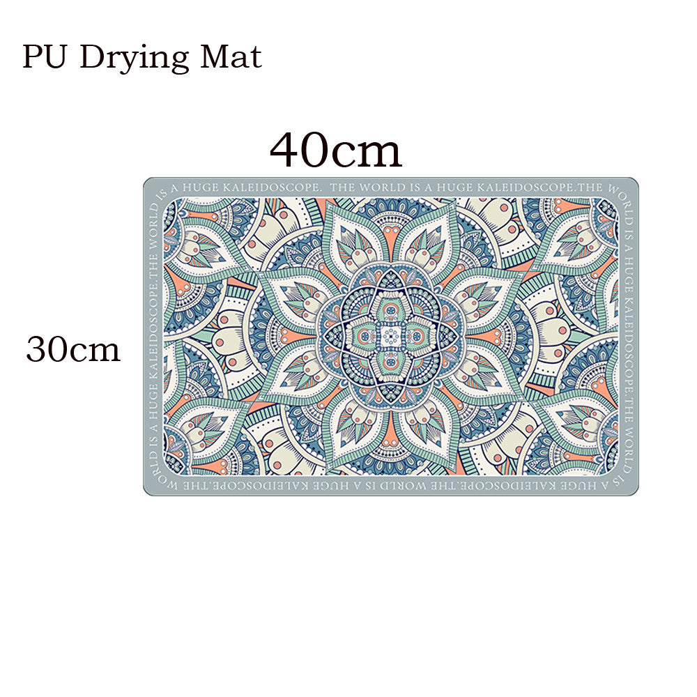 Locaupin PU Leather Dish Drying Mat l Non-Slip l Anti-slip surface l Fast Absorption l Easy to Clean