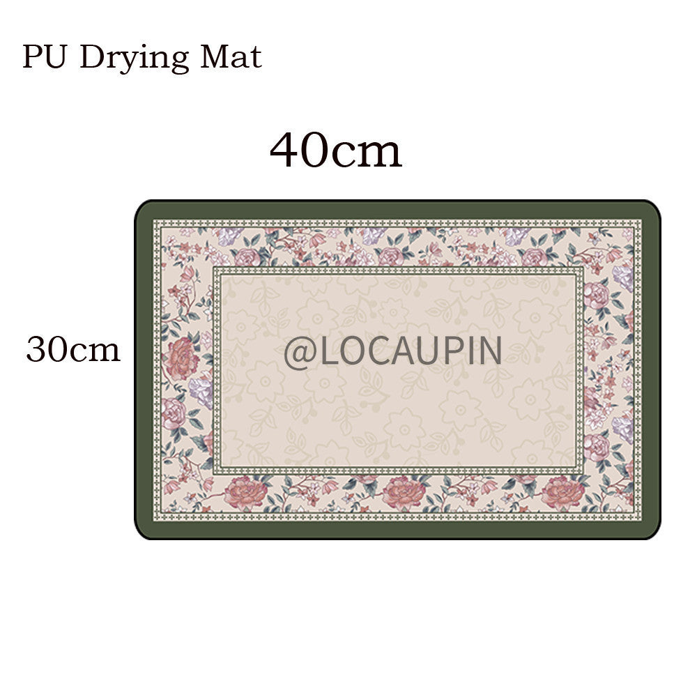 Locaupin PU Leather Dish Drying Mat l Non-Slip l Anti-slip surface l Fast Absorption l Easy to Clean
