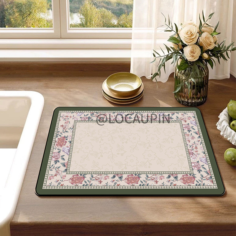 Locaupin PU Leather Dish Drying Mat l Non-Slip l Anti-slip surface l Fast Absorption l Easy to Clean