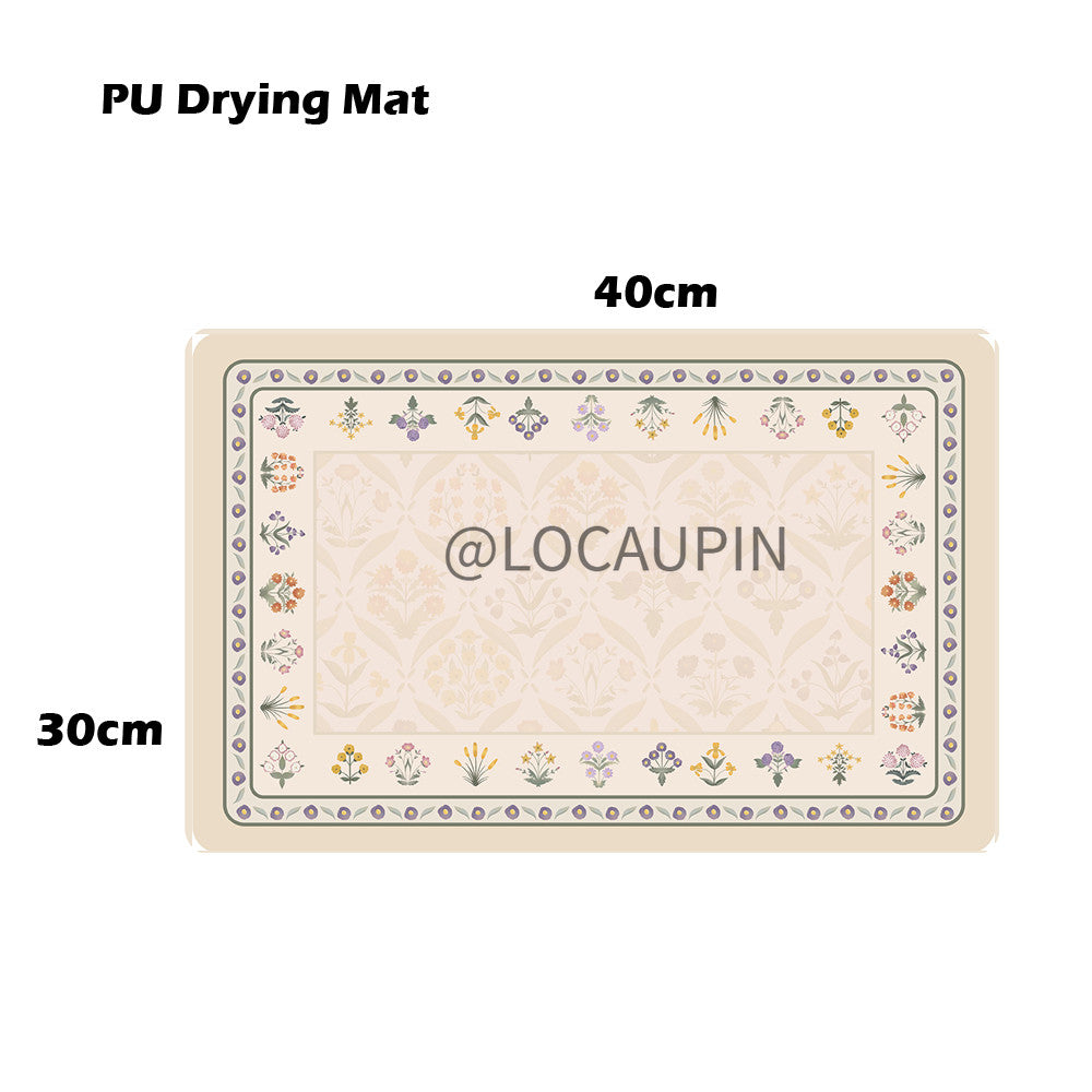 Locaupin PU Leather Dish Drying Mat l Non-Slip l Anti-slip surface l Fast Absorption l Easy to Clean