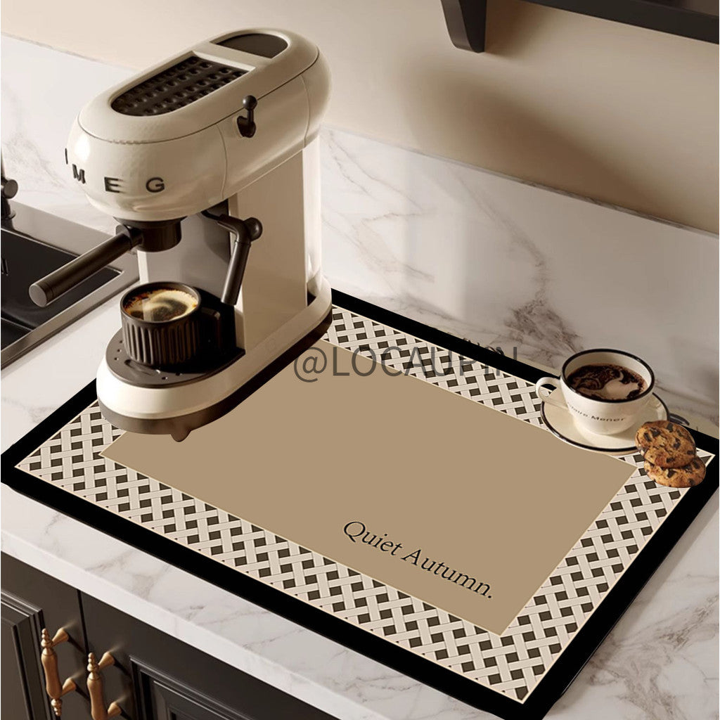 Locaupin PU Leather Dish Drying Mat l Non-Slip l Anti-slip surface l Fast Absorption l Easy to Clean