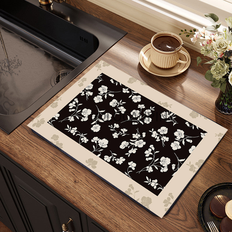 Locaupin PU Leather Dish Drying Mat l Non-Slip l Anti-slip surface l Fast Absorption l Easy to Clean
