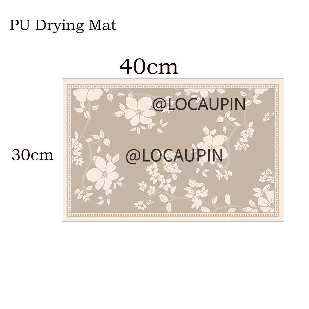 Locaupin PU Leather Dish Drying Mat l Non-Slip l Anti-slip surface l Fast Absorption l Easy to Clean