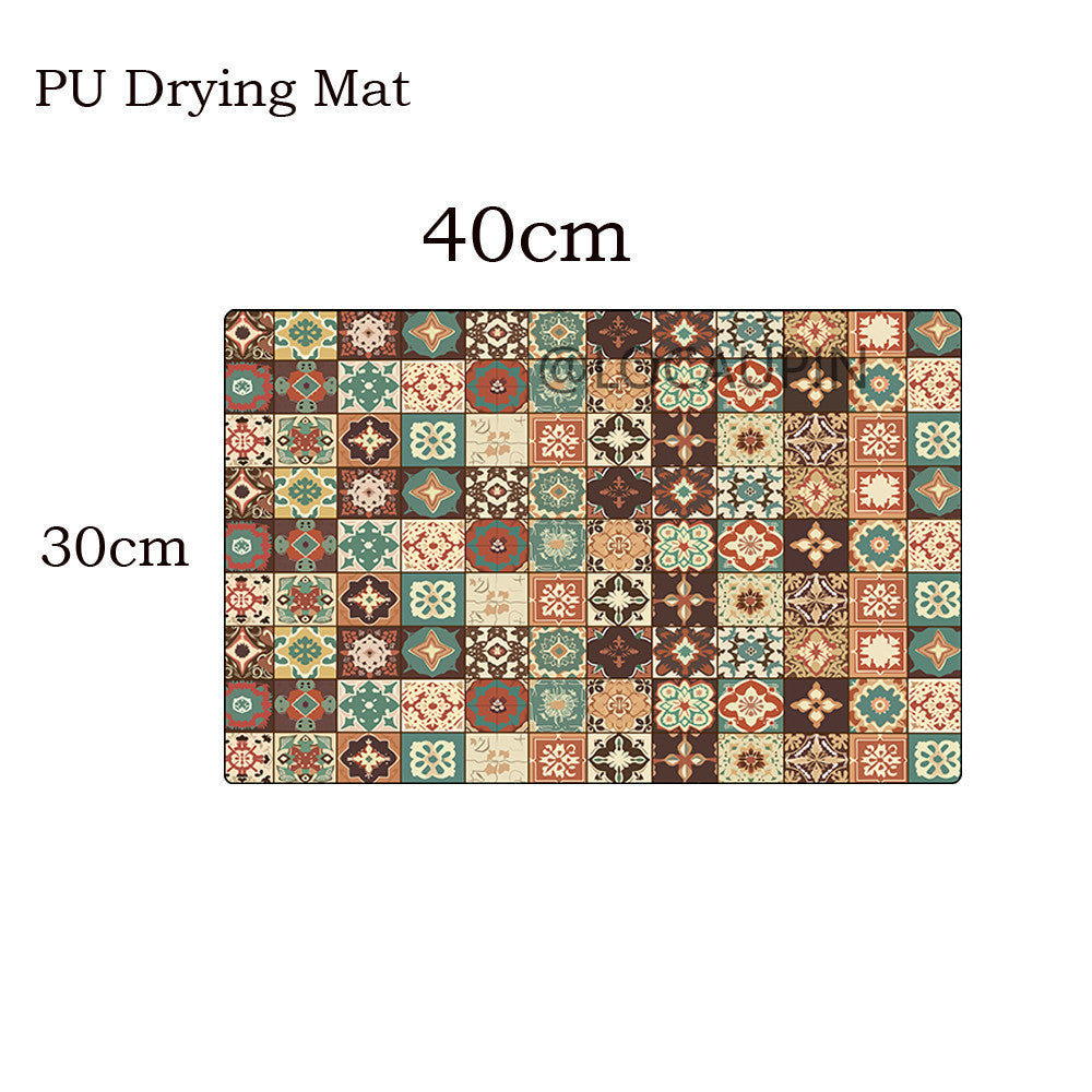 Locaupin PU Leather Dish Drying Mat l Non-Slip l Anti-slip surface l Fast Absorption l Easy to Clean