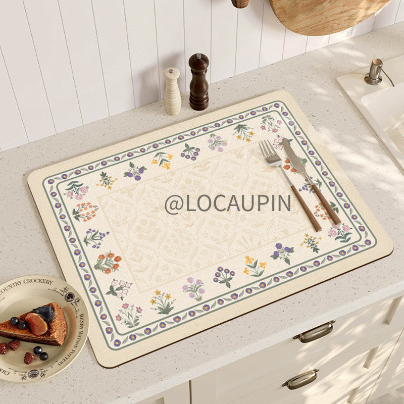 Locaupin PU Leather Dish Drying Mat l Non-Slip l Anti-slip surface l Fast Absorption l Easy to Clean