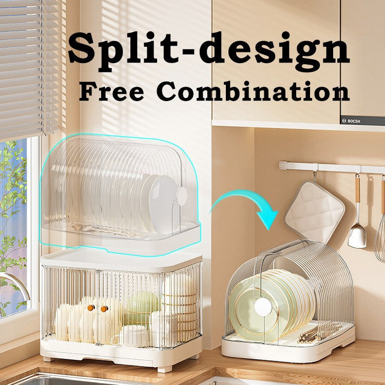 Locaupin Modular Plastic Dish Rack| Storage for Dishes, Cups & Baby Bottles, utensils|With Drain Tray & Rear Ventilation