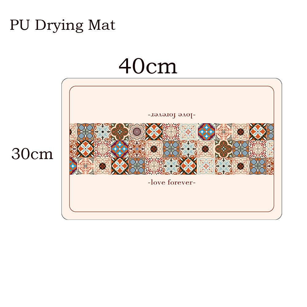 Locaupin PU Leather Dish Drying Mat l Non-Slip l Anti-slip surface l Fast Absorption l Easy to Clean
