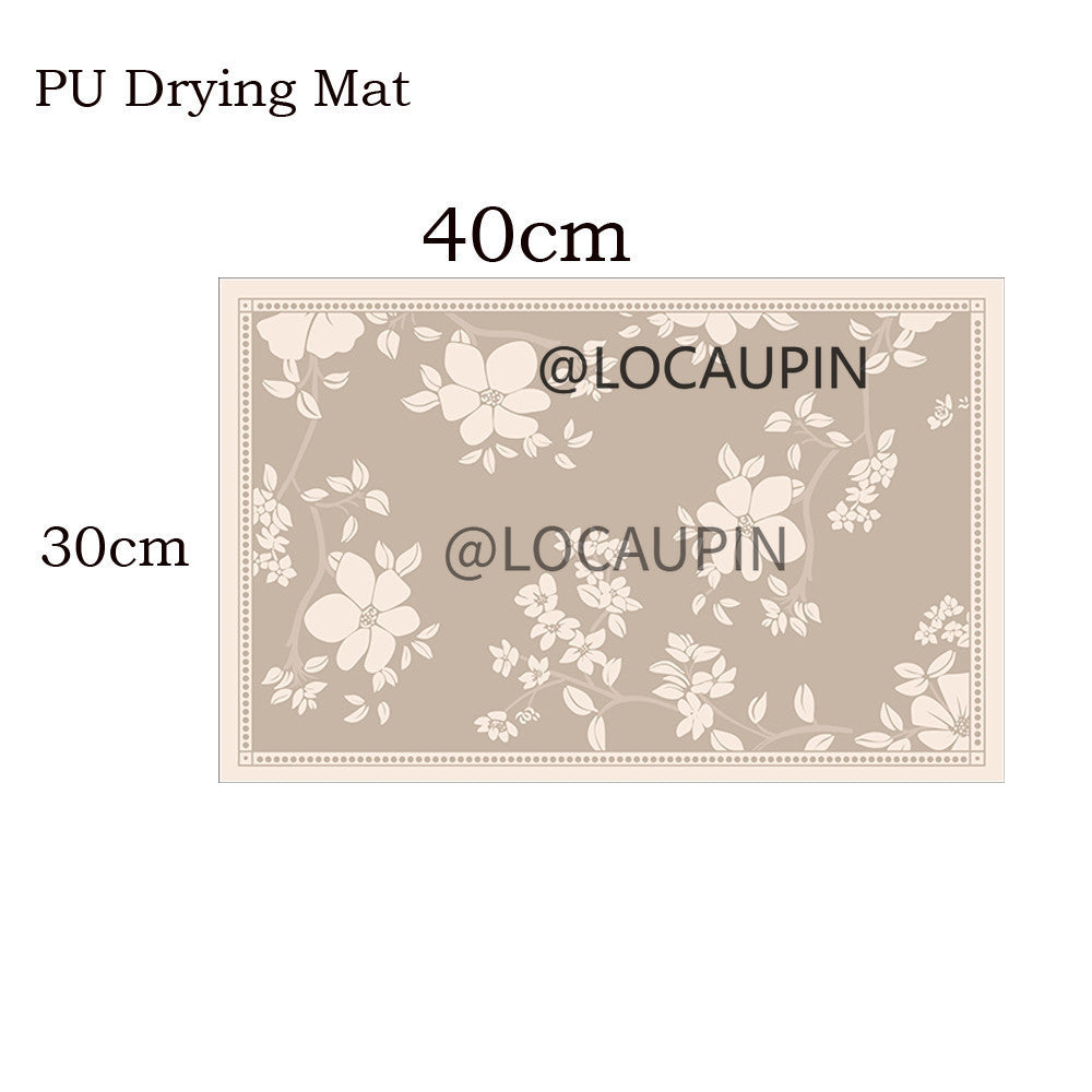Locaupin PU Leather Dish Drying Mat l Non-Slip l Anti-slip surface l Fast Absorption l Easy to Clean