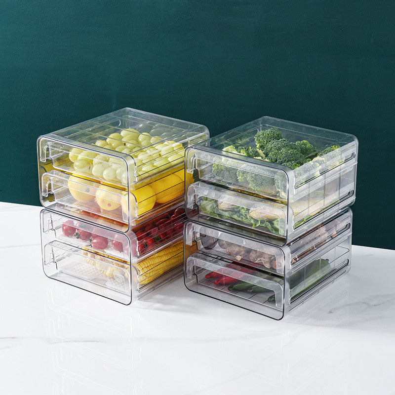 Locaupin Drawer Stackable Pantry Cabinet Refrigerator Freezer Food Container Fruit Container Organizer