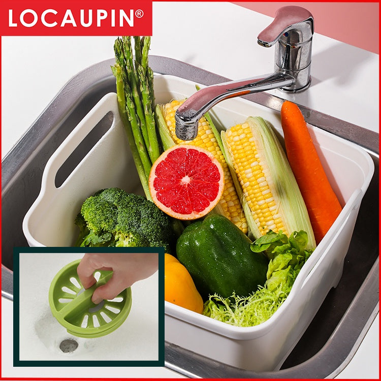 Locaupin Wash & Drain Wash Basin Dishpan with Draining Plug Carry Handles