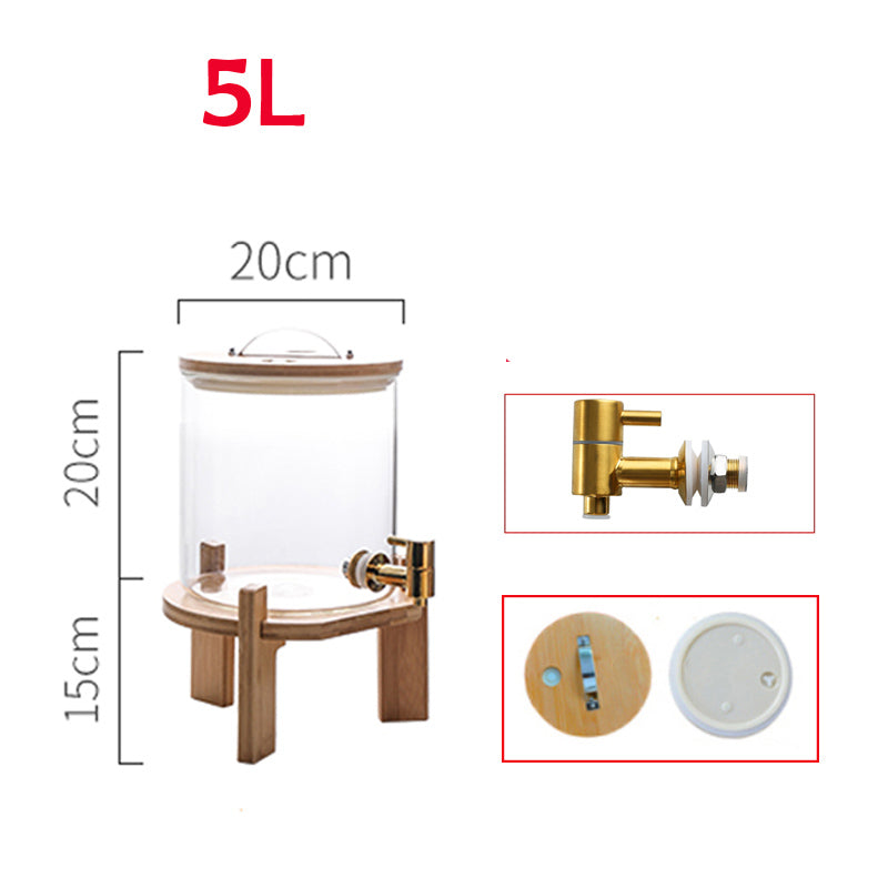Locaupin Heat-Resistant Borosilicate Glass Beverage Dispenser with Gold Stainless Steel Spigot | Elegant & Durable Drink Server for Hot & Cold Beverages