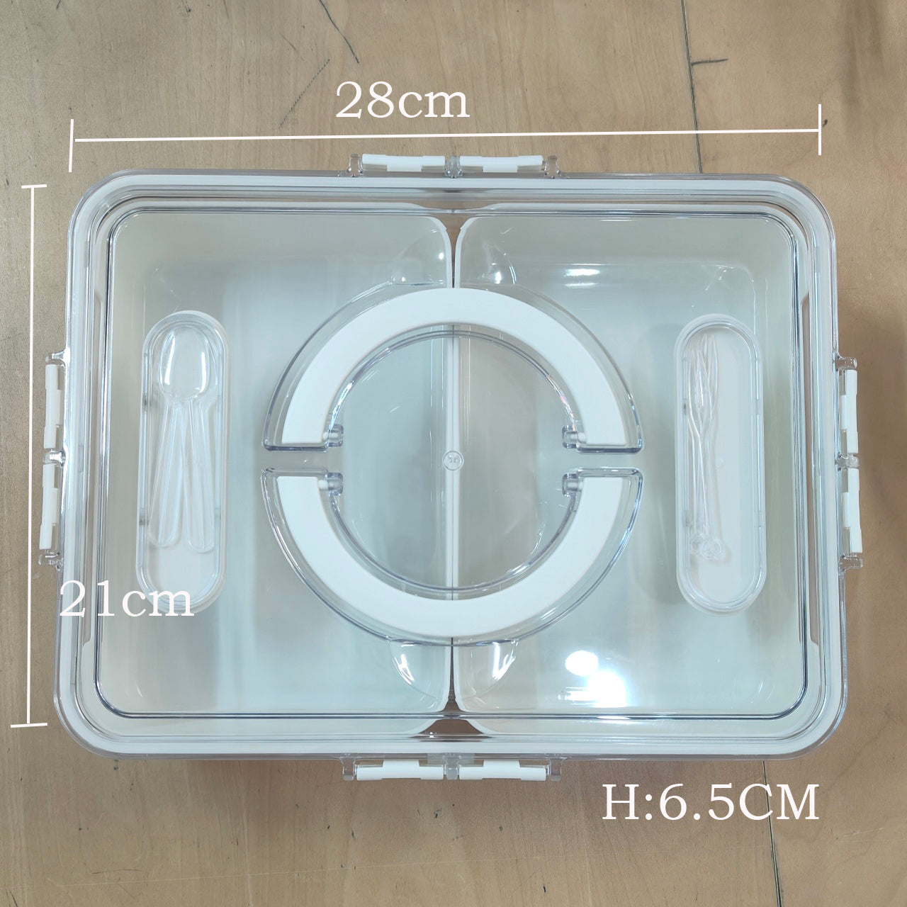 Locaupin Plastic Divided Serving Tray with Lids Individual Dishes Food Storage Containers Snackle Container