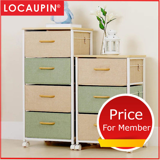 Locaupin Houseware Drawer, Storage Chest of Drawers with Removable Fabric Bins for Nursery Laundry Living Room Entryway Hallway
