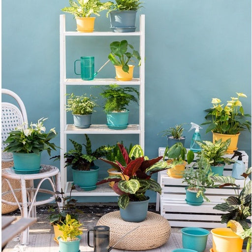 Locaupin Plastic Planter Flower Pots Multicolor Balcony Garden Plant Planter Baskets Fence Bucket Pots With Tray