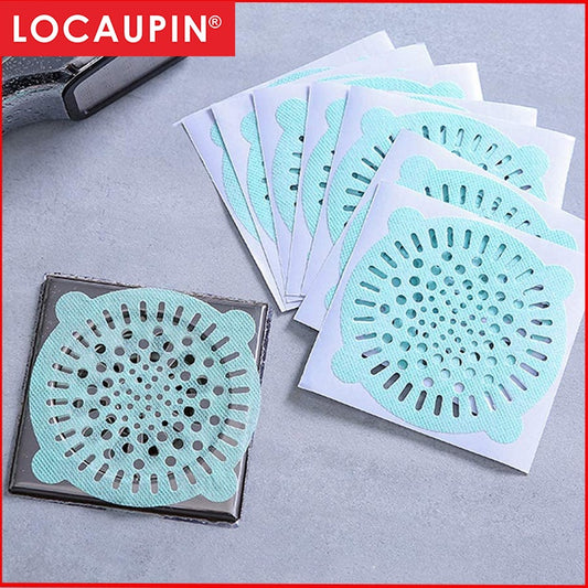 Locaupin 12Pcs Disposable Sink Filter Shower Drain Stickers Drain Hair Catcher Sink Strainer Non-Woven Floor Drain Cover