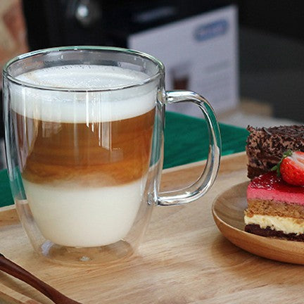 Locaupin Double Wall Glass Coffee Mugs Juice Mugs Teacups Heat Resistant Borosilicate Glass Cups with Cover