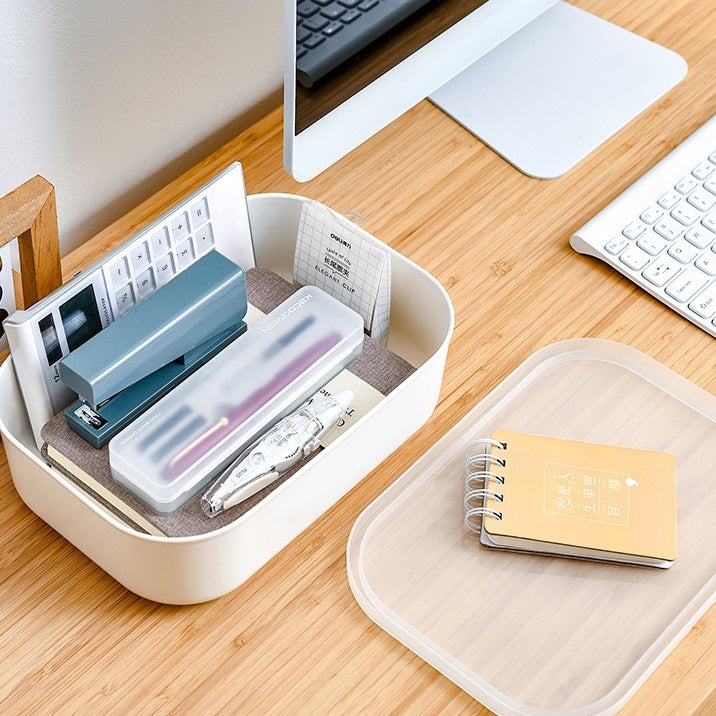 Locaupin With Cover Storage Box for Kitchen Pantry Plastic Organizer Container for Under Bed,Desk,Office and Drawer