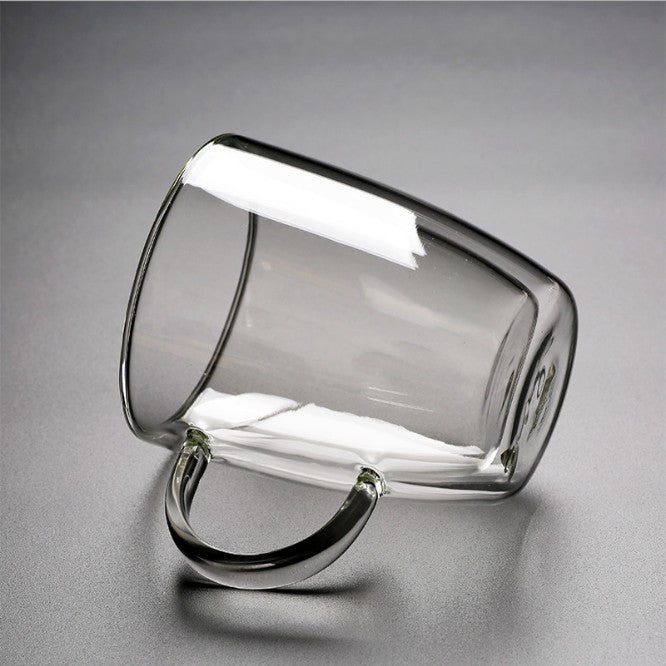 Locaupin Double Wall Glass Coffee Mugs Juice Mugs Teacups Heat Resistant Borosilicate Glass Cups with Cover